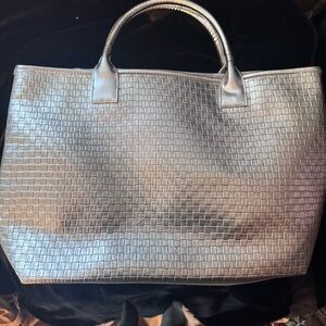 Clinique Silver Textured Tote Bag